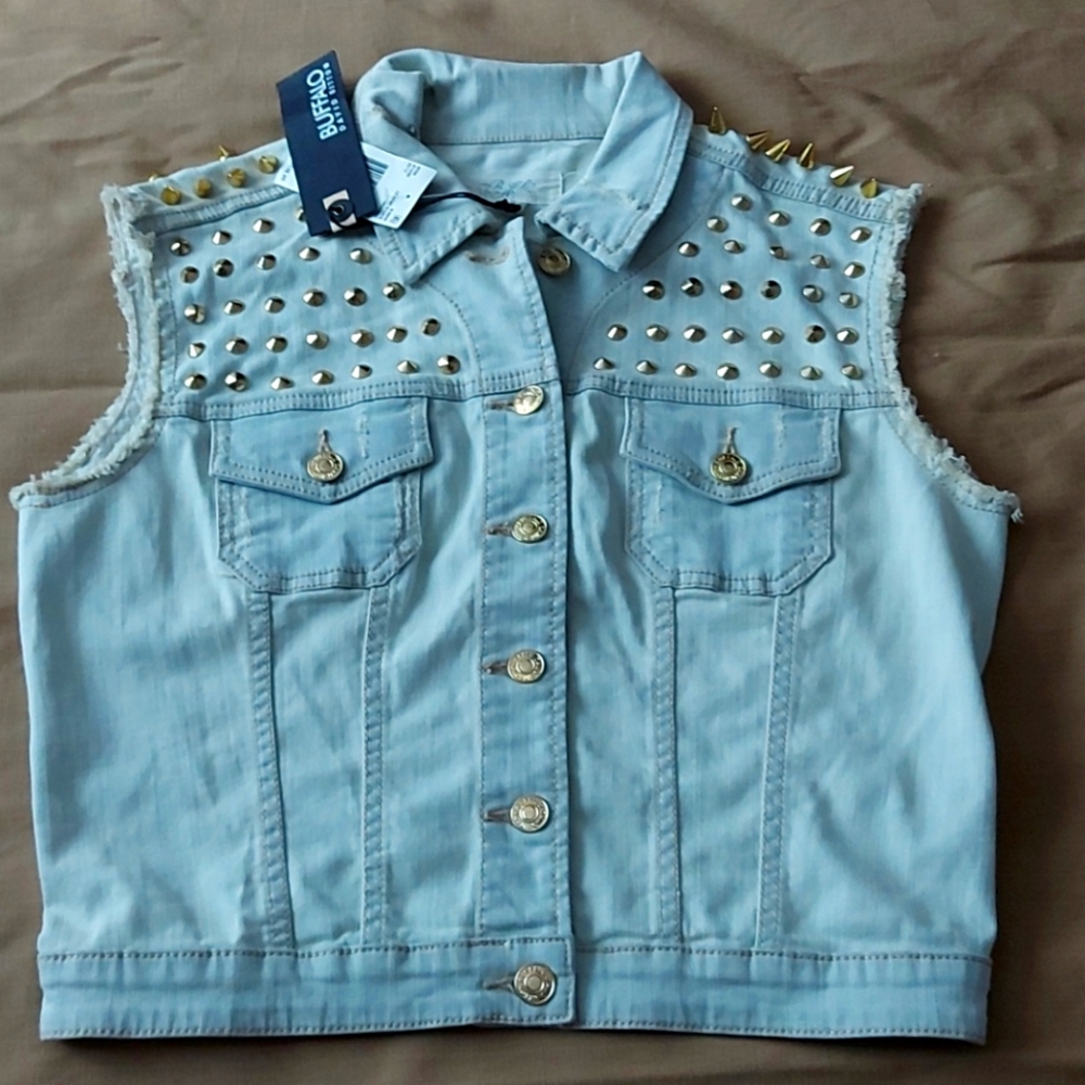 Buffalo denim with gold spiked Jacked (stretchy)